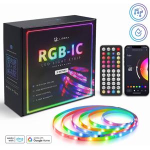 Lideka - 5M RGB+IC LED-strip - Afstandsbediening - Gaming-lichtstrip - 150 LED-lampjes - Knipbaar - Zelfklevend