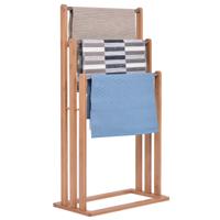 Vrijstaand Handdoekenrek Stevig Bamboe Handdoekenrek Badkamer Organizer met 3 Handdoekenrekken
