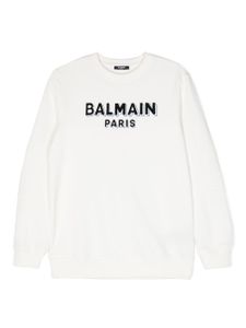 Balmain Kids sweat en coton à logo imprimé - Blanc