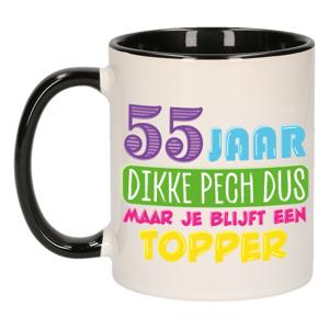 Verjaardag cadeau mok 55 jaar - zwart - dikke pech dus - 300 ml - Keramiek