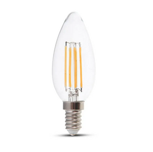 E14 LED Filament Lamp - 4 Watt & 400 Lumen - 3000K Warm witte lichtkleur - 300° stralingshoek - 20.000 branduren geschikt voor E14 fittingen