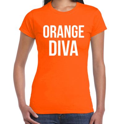 Koningsdag t-shirt orange diva oranje voor dames