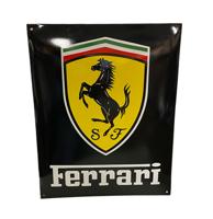Ferrari Logo Zwart Enamel Sign - 50 x 40cm