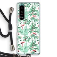 Flamingo bladeren: Sony Xperia 5 III Transparant Hoesje met koord