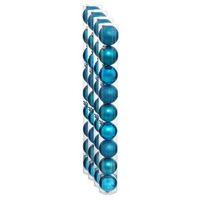 36x stuks kerstballen turquoise blauw glans en mat kunststof 6 cm - thumbnail