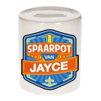 Kinder spaarpot met naam - Jayce - keramiek - met dop - wit - Sparen - Spaargeld van Jayce