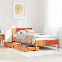 Bedframe zonder matras massief grenenhout wasbruin 75x190 cm