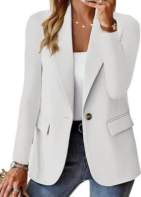 Lapel Collar Casual Plain Blazer Lapel Collar Casual Plain Blazer