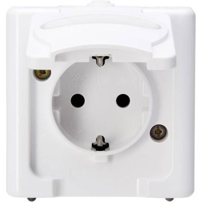 Kopp 103302007 BlueElectric Compleet Wandcontactdoos met randaarde en klapdeksel spatwaterdicht Arctisch-wit 1 stuk(s)