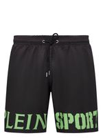 Plein Sport short de bain à logo imprimé - Noir