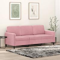 Driezitsbank 180 cm fluweel roze - thumbnail