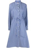 Tommy Hilfiger robe-chemise mi-longue à rayures - Bleu