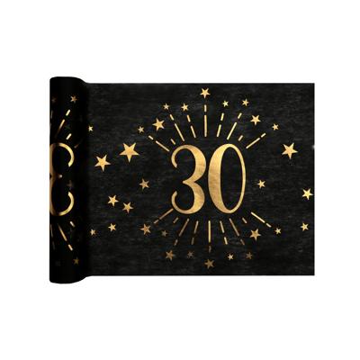 Santex Tafelloper 30 jaar verjaardag - 30 x 500 cm - op rol - zwart/goud - Feestartikelen