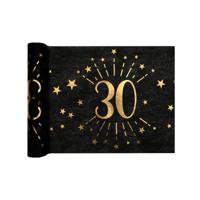 Santex Tafelloper 30 jaar verjaardag - 30 x 500 cm - op rol - zwart/goud - Feestartikelen