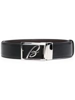 Brioni ceinture en cuir à plaque logo - Noir