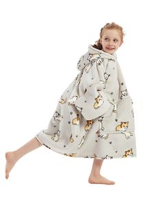 Plaid met mouwen - kind - fleece - katjes - Badrock