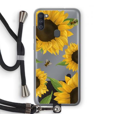 Sunflower and bees: Samsung Galaxy A11 Transparant Hoesje met koord