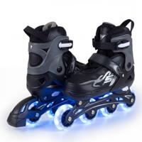 Inlineskates voor Kinderen van 5-7/7-9/9-14 Jaar 4-Voudig Verstelbare Lichtgevende Rolschaatsen met 4 Verlichte Wielen en Veiligheidsvoorzieningen voor Peuters en Beginners-Grijs-M