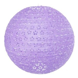 Luxe lampion lila met bloem motief 35 cm