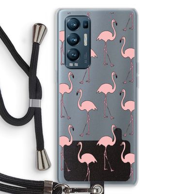 Anything Flamingoes: Oppo Find X3 Neo Transparant Hoesje met koord
