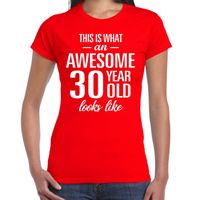 Awesome 30 year / 30 jaar cadeau t-shirt rood dames - thumbnail