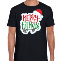 Merry fitmas Kerstshirt / outfit zwart voor heren - thumbnail