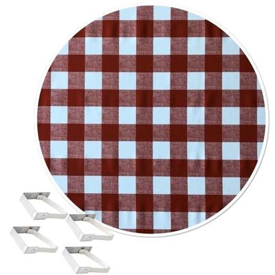 Tafelkleed boeren ruit - rood - rond - D160 cm - incl. 4 tafelkleed klemmen