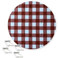 Tafelkleed boeren ruit - rood - rond - D160 cm - incl. 4 tafelkleed klemmen