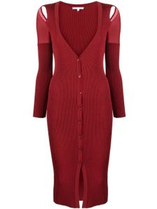 Patrizia Pepe robe-cardigan en maille à design nervuré - Rouge