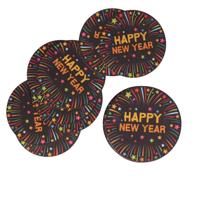 Happy new year versiering - onderzetters/bierviltjes - 50x stuks - feestartikelen - nieuw jaar