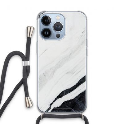Elegante marmer: iPhone 13 Pro Transparant Hoesje met koord