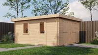 Lugarde Select Blokhut Lochem met garagedeur 400x500cm - Onbehandeld- Plat dak- - Lugarde Select