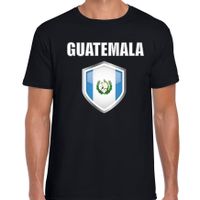 Guatemala landen supporter t-shirt met Guatemalense vlag schild zwart heren - thumbnail