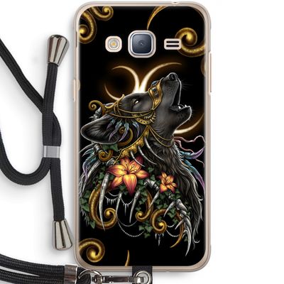 Huilende Wolf: Samsung Galaxy J3 (2016) Transparant Hoesje met koord