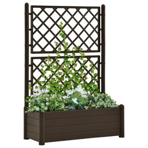 VidaXL Plantenbak met latwerk 100x43x142 cm pp mokka