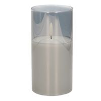 1x stuks luxe led kaarsen in grijs glas D7,5 x H15 cm met timer