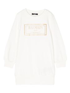 Balmain Kids robe en coton à logo imprimé - Blanc