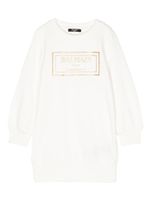 Balmain Kids robe en coton à logo imprimé - Blanc