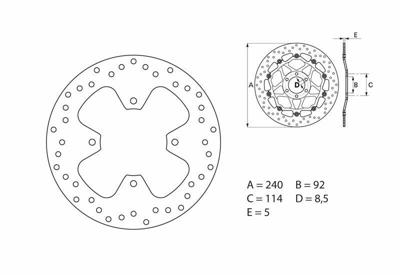 BREMBO Serie Oro remschijf, remschijven voor de moto, vast 68B40778