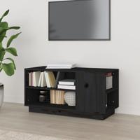 Tv-meubel 80x35x40,5 cm massief grenenhout zwart - thumbnail