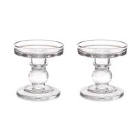 Kaarsen kandelaar van decoratief glas - 2x - voor stompkaarsen - D8.5 x H9 cm