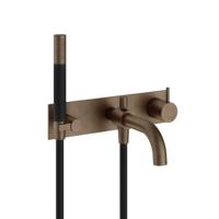 Hotbath Cobber Afbouwdeel - Inbouw Douche/Badmengkraan - Automatische Omstelinrichting met Doucheslang en Handdouche - Living Colours Vormen een Poetsbaar Patina - Verouderd Messing