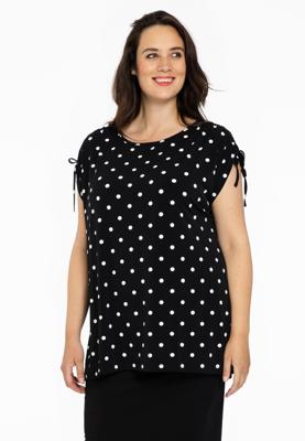 Yoek Tunic shoulder string DOTS | Zwart | Maat 54/56