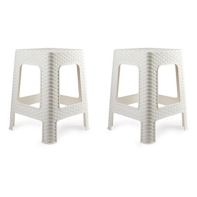 2x stuks keukenkrukje/opstapje wit kunststof 45 cm