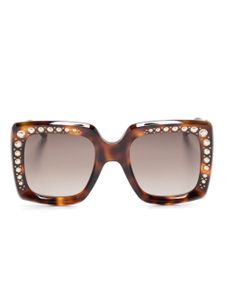 Carolina Herrera lunettes de soleil à ornements en cristal - Marron