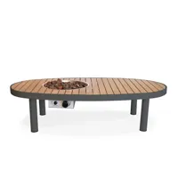 Riviera 140 Rokerig Antraciet Gashaard Tafel door Happy Cocooning - 140cm Ovale Buitentafel met Acaciahouten Blad