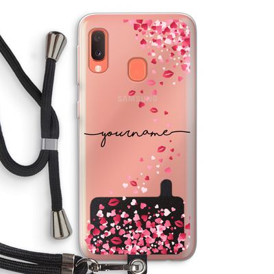 Hartjes en kusjes: Samsung Galaxy A20e Transparant Hoesje met koord