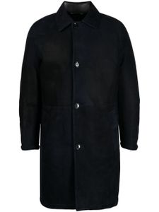 Brioni manteau en cuir à simple boutonnage - Noir