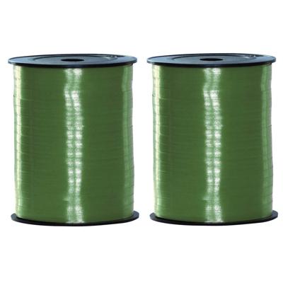 Sierlint of cadeaulint - 2x - groen - dun - 500 meter x 0.5 cm - Feestartikelen en versiering