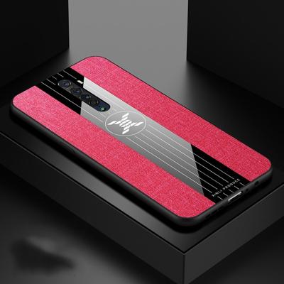 Voor OPPO RENO 2 XINLI stiksels doek Textue schokbestendig TPU beschermhoes (rood)